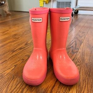 Pink glitter hunter rain boots